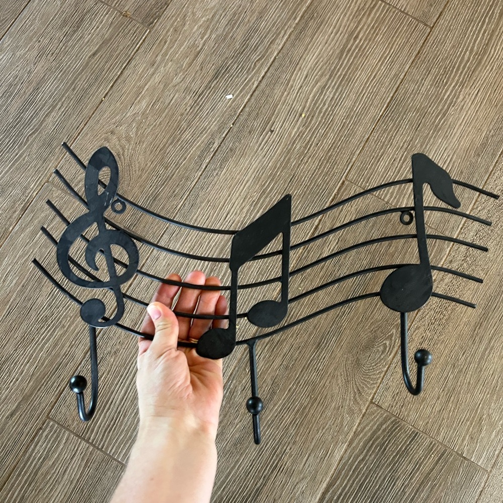 Black Musical Notes Wall Hook Rack - Decorative Home Wall Decor